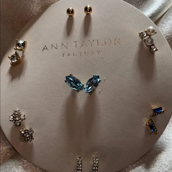 NWT Ann Taylor Factory Gold and Blue Earring Set - Picture 2 of 3